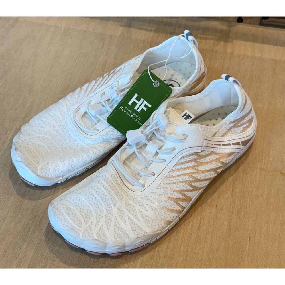 Healthy Freedom HF Barefoot Water Shoes White Rose Gold Minimalist Sz 40 NWT
